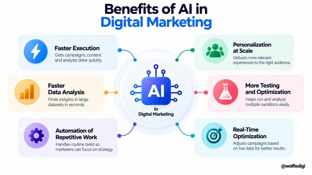The Role of Artificial Intelligence in Digital Marketing: Uses, Examples & Tools 4 Benefits of AI in Digital Marketing