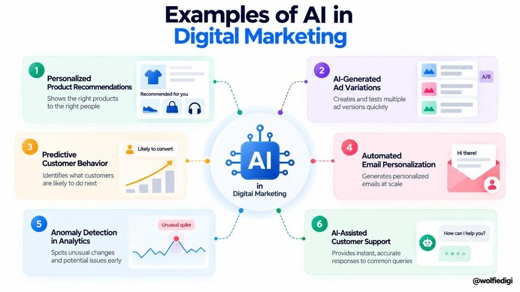 The Role of Artificial Intelligence in Digital Marketing: Uses, Examples & Tools 3 examples-of-ai-in-digital-marketing