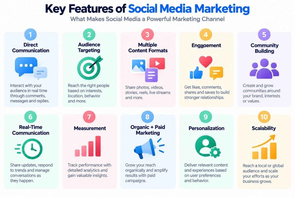 Features of Social Media Marketing: Key Features, 5 Pillars & Beginner Steps 2 Key features of social media marketing