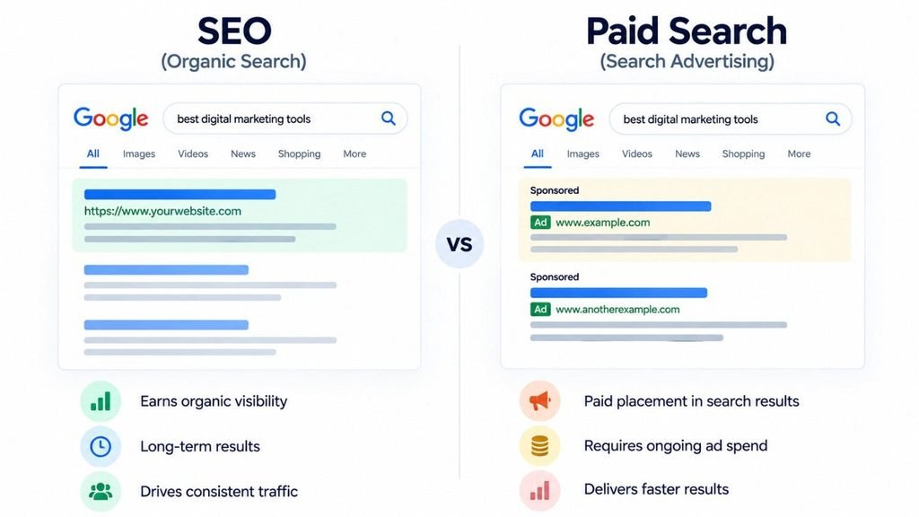 Difference between SEO and paid search