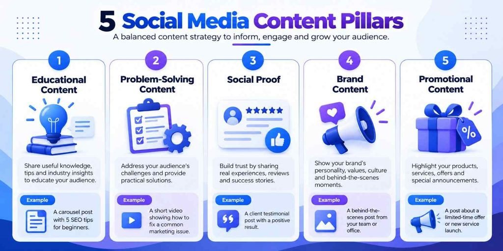 five social media content pillars
