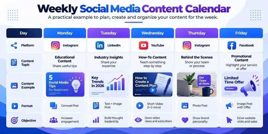 weekly social media content calendar
